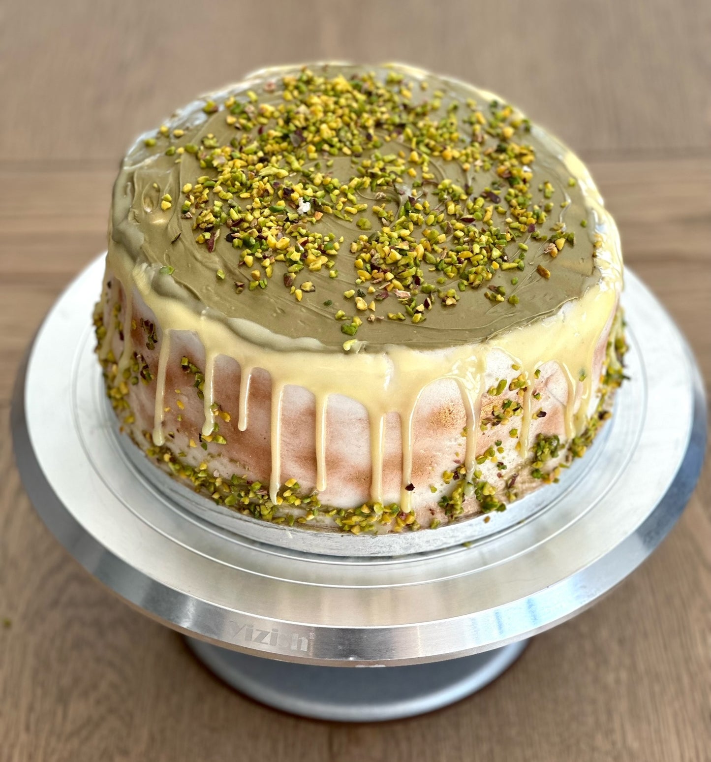 Pistachio Cinnamon Roll Cake